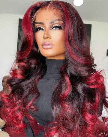 Highlight 99J Body Wave 13x4 Lace Front Wig Glueless Human Hair Wig
