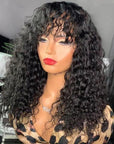 True Scalp Water Wave Human Hair Wig With Bangs Glueless Wig