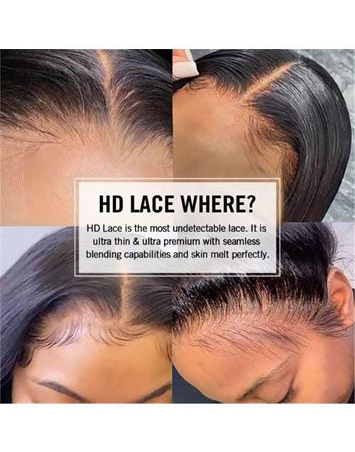 Glueless Invisible Crystal HD Lace Straight Short 13x4 5x5 Lace Front Bob Wig Human Hair Wig