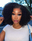 Afro Kinky Curly 5x5 Closure Lace Glueless S Part Shoulder Length Wig 100% Human Hair