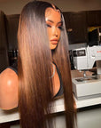 Ombre Brown Color Straight 13x4 Front Human Hair Wig Glueless Wig