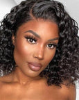 Issa Natural Black Water Wave 5x5 Closure Lace Side Part Glueless Short Wig 100% Human Hair