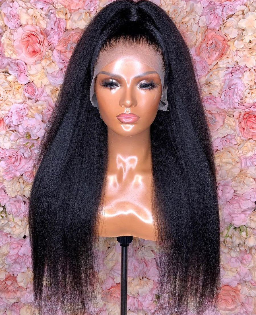 Glueless Clear HD Lace Kinky Straight 13x4 Lace Front 4x4 Lace Closure Human Hair Wigs