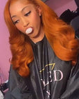 Ginger Orange Color Glueless 13X4 Frontal Lace Wig 4x4 Closure Wig