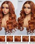 Limited Design | Aila Ginger Highlight 5x5 Closure HD Lace Glueless Mid Part Long Wig 100& Human Hair