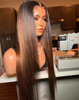 Ombre Brown Color Straight 13x4 Front Human Hair Wig Glueless Wig