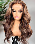 Balayage Brown Body Wave 5x5 Lace Wig Preplucked Glueless Human Hair Wig