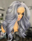 Ice Grey Color Wavy 13x4 Lace Front Wigs Glueless 4x4 Lace Human Hair Wig
