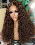 Dark Brown Curly 13x4 Lace Front Wig HD Lace Glueless 4x4 Lace Wig Human Hair Wigs