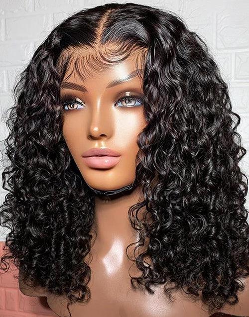 Pre Cut Lace 5x6 Lace Closure Wig Glueless Crystal Lace Curly Human Ha ...