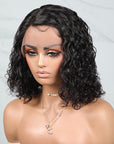 Short Bob Water Wave Human Wig 5x5 13x4 Transparent Lace Front Human Hair Wigs