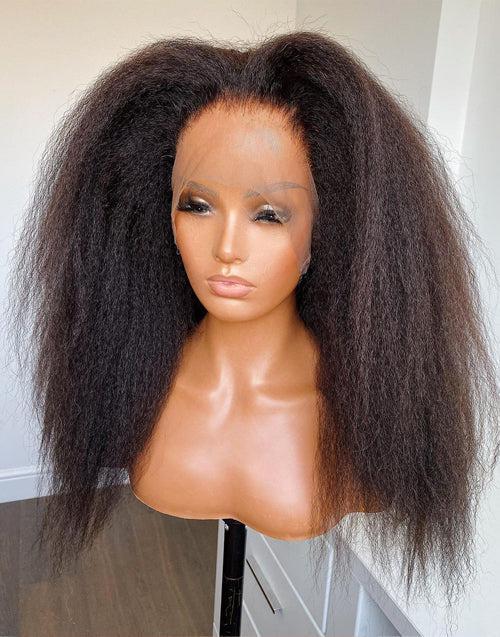 360 Full Lace Frontal Wig Kinky Straight Lace Front Human Hair Wigs Can Do Half Up Half Down