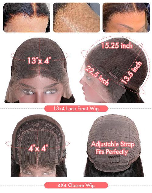 13x4 Deep Wave Lace Frontal Human Hair Wigs (4x4 Closure Wig Available)