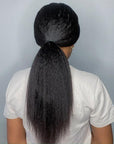 Glueless High Density Kinky Straight 4x4 Closure Lace Long Wig 100% Human Hair