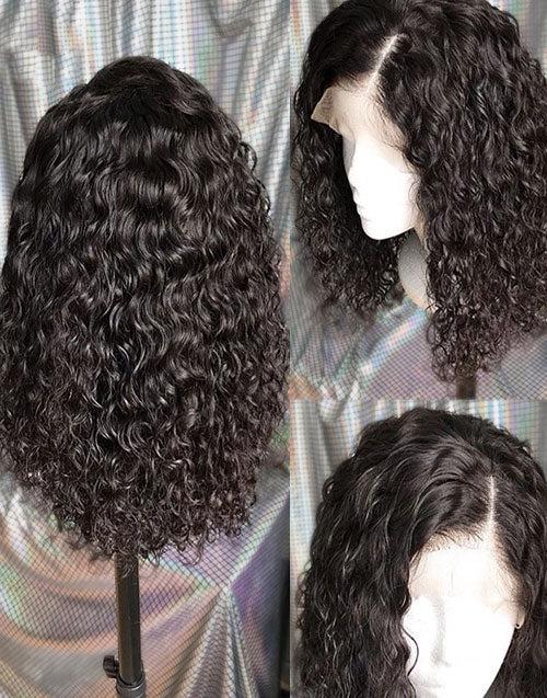 Short Deep Curly Bob Cut Wig 4x4 Transparent Lace Closure Wigs