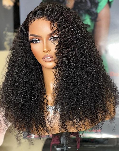 Crystal Lace Afro Kinky Curly 13x4 Lace Front Human Hair Wigs 4x4 Closure Wigs