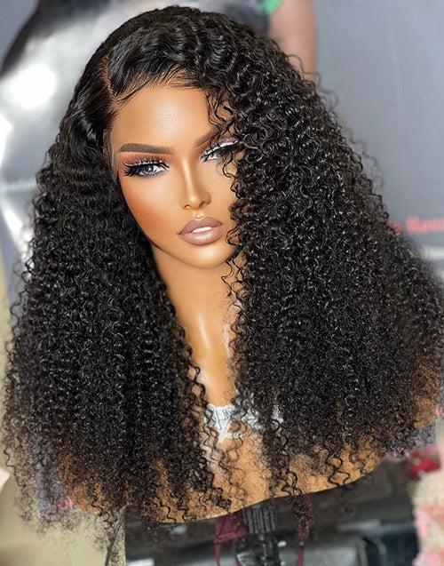 Crystal Lace Afro Kinky Curly 13x4 Lace Front Human Hair Wigs 4x4 Closure Wigs