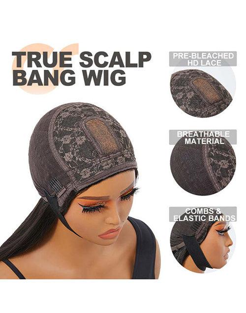 Straight True Scalp Bob Wigs With Bangs Cute Short Glueless Human Hair Wigs