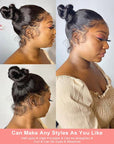 360 Lace Front Wig Silky Straight Brazilian Human Hair Wig Can Do High Bun and Ponytail