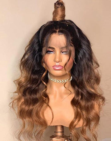 T1B/4/27 Body Wave 13x4 Lace Front Wig Honey Blonde Glueless 4x4 Lace Closure Wig