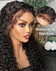 Curly 360 Lace Front Wig With Realistic 4C Hairline Edges Human Hair Wigs
