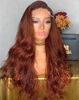 Auburn Brown Body Wave 13x4 Lace Front Human Hair Wigs Glueless 4x4 Lace Closure Wig