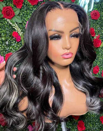 Highlight Black and Blonde #613 Color Body Wave 5x5 Lace Closure Wig Crystal Lace 4X4 Lace Human Hair Wig