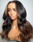 Highlight Ombre Brown Wavy 4x4 Lace Wig Glueless HD Lace Human Hair Wig