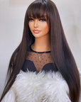 Straight 13x4 Lace Front Wig With Bangs HD Lace Glueless Human Hair Wig