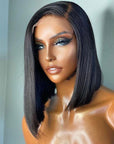 Blunt Cut Bob Wig 4x4 Transparent HD Lace Closure Wigs With Baby Hair