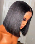 Blunt Cut Bob Wig 4x4 Transparent HD Lace Closure Wigs With Baby Hair