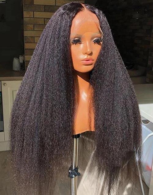 Crystal Lace Kinky Straight 13x4 Lace Frontal Human Hair Wigs 4X4 HD Lace Closure Wigs