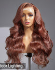Limited Design | Reddish Brown Loose Body Wave 13x4 Frontal Lace C Part Long Wig 100% Human Hair