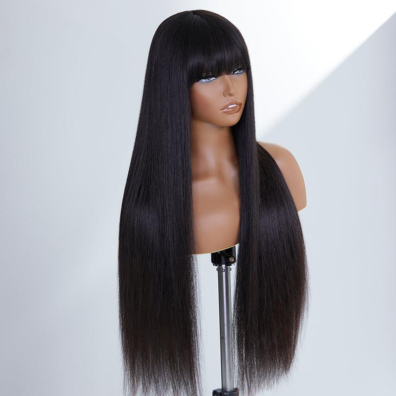 Limited Design | Vanessa Style Silky Straight With Bangs No Lace Glueless Long Wig 100% Human Hair