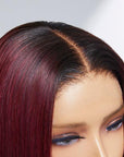 Limited Design | Patricia Burgundy Reddish Silky Straight 5x5 Closure HD Lace Glueless Long Wig 100% Human Hair