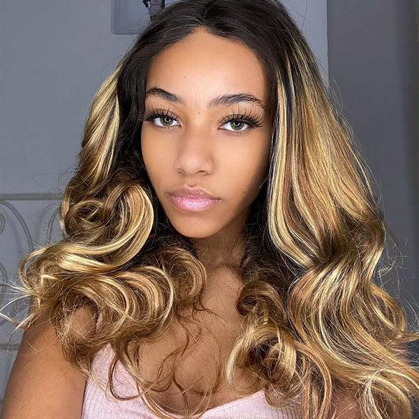 READY TO GO WIG Balayage Ombre Blonde Glueless T Part Simple Lace Wig