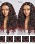 Limited Design | Burgundy Tails Highlight Deep Wave 13x4 Frontal HD Lace Long Wig 100% human hair