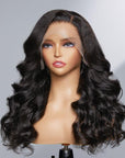 Realistic Kinky Body Wave 13x4 Frontal Lace Side Part Long Wig 100% Human Hair
