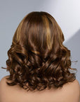Limited Design | Bertha Highlight Loose Wave 13X4 Frontal Lace Mid Part Short Wig 100% Human Hair