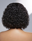 Casual Bouncy Curly 4x4 Closure Lace Glueless Short Wig With Bangs 100% Human Hair | Face-Framing