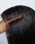 4C Edges | Kinky Edges Kinky Straight 5x5 Closure HD Lace Glueless Mid Part Long Wig 100% Human Hair