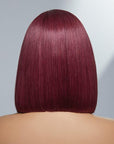 Burgundy New Trend Side-swept Bangs Bob Wig With 100% Human Hair