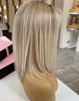 Ombre Ash Blonde Straight 13x4 Lace Front Bob Wig Glueless Human Hair Wigs