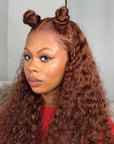 Reddish Brown Colored Deep Curly 4x4 Lace Closure Wig HD Lace 13x4 Lace Front Human Hair Wigs