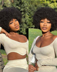 Retro & Vintage | Ultra Natural Afro Curl 13X2 Frontal Lace Short Wig 100% Human Hair