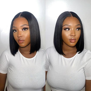 Pre-bleached Glueless Middle Part Wide T Lace Bob Wig 100% Human Hair | Easy & Daily