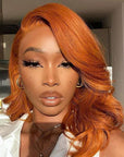 Ginger Orange Color Glueless 13X4 Frontal Lace Wig 4x4 Closure Wig