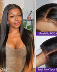 4C Edges | Natural Yaki Kinky Edges Free Parting 13x4 Undetectable Lace Front Wig | Afro Inspired