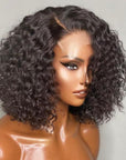 Glueless Short Deep Wave Bob 4x4 Closure Lace Wig 100% Human Hair