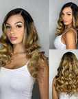 READY TO GO WIG Balayage Ombre Blonde Glueless T Part Simple Lace Wig